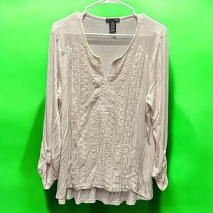 RXB White Embroidered Top super soft & stretchy XL no stains or wear